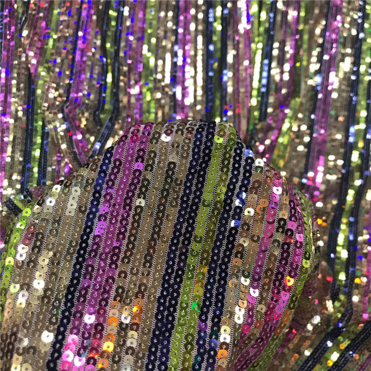 Sequin Evening Women's Polyester Embroidered Fabric for Women's Wear W 4